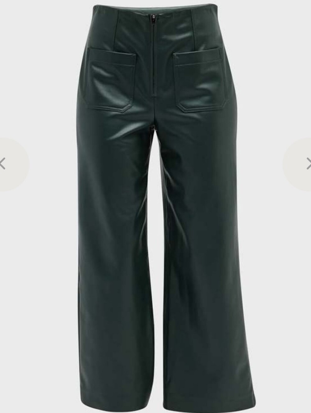 Veronica Beard Jiva Faux Leather Cropped Pant In Emerald Green Size 10